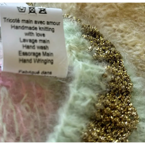 NWT Rose Carmine Tie & Dye Pullover Sweater Striped Kid Mohair w Lurex Size S/M - Picture 10 of 10